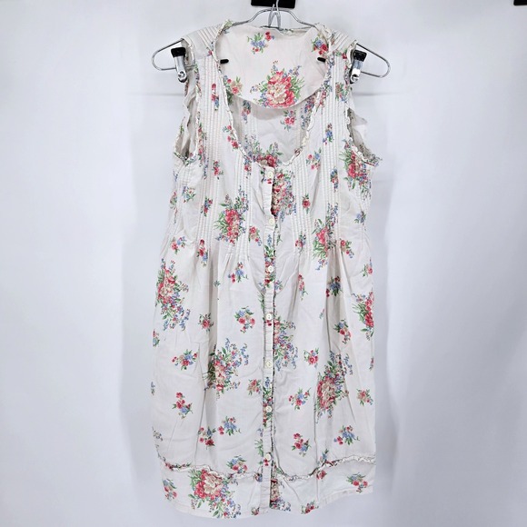 Laura Ashley Other - Laura Ashley Floral Nightgown Nap Sleep Dress White Pink Vintage 90s M Pintucks